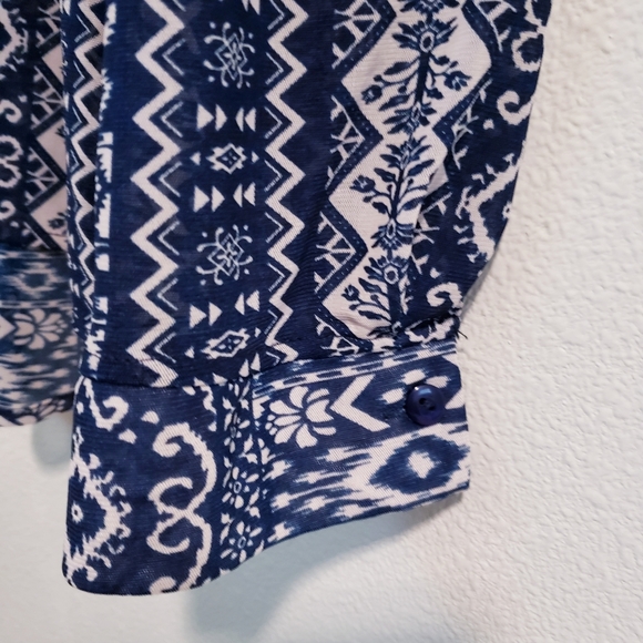 Anthropology M semi sheer print blouse - Picture 8 of 9